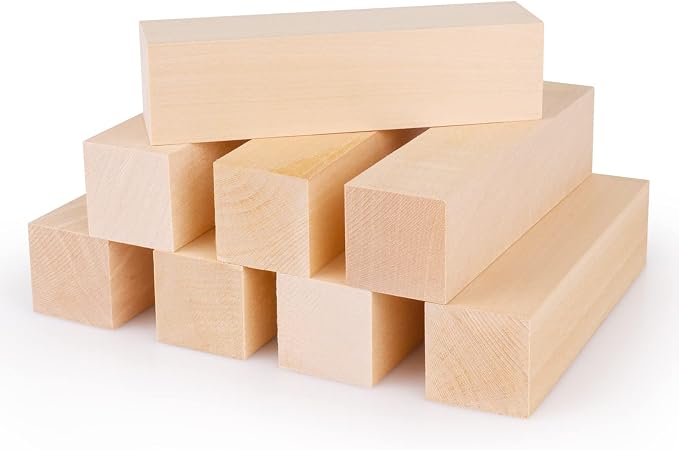 8 Pack Basswood Carving Blocks 6 X 1.5 X 1.5 Inch, Large Whittling Wood Carving by Fowecelt