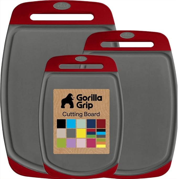 GORILLA GRIP BPA-Free Reversible Kitchen Cutting Board Set of 3, US Designed by Unknown