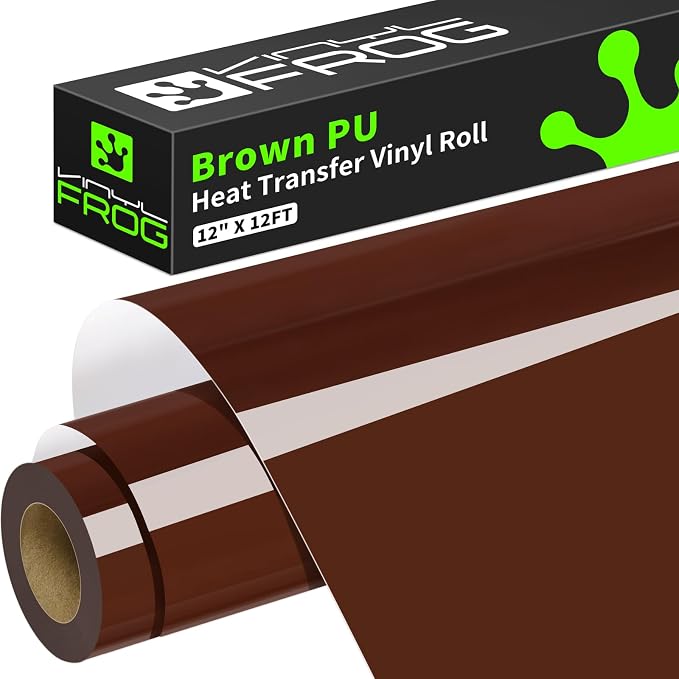 VINYL FROG Brown Heat Transfer Vinyl Roll 12" x12ft Matte HTV Vinyl | Brown by VINYLFROG