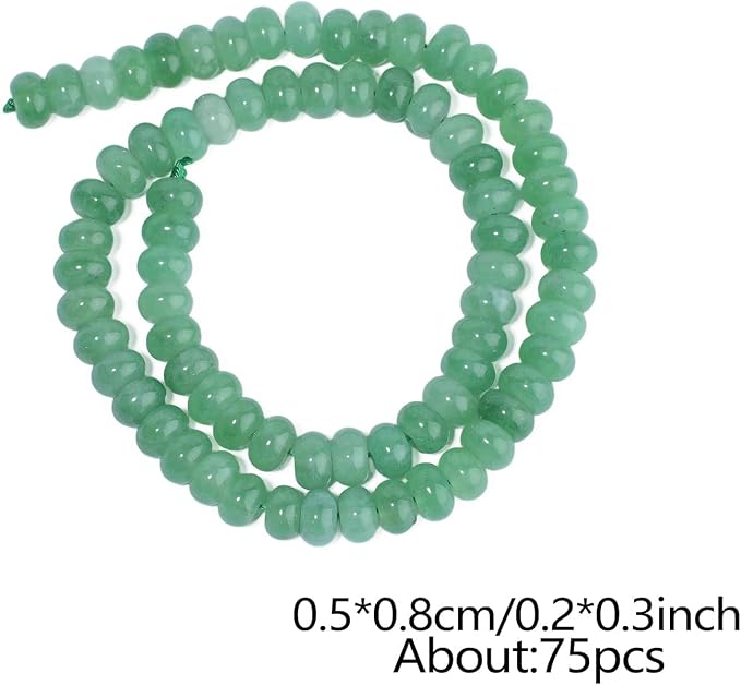 Songxi 5x8mm Natural Green Stone Rondelle Beads, Gemstone - Image 2
