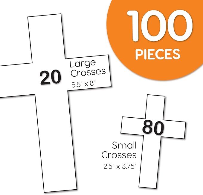FreshCut Crafts 100 Pieces White Cross Cutouts - Image 5