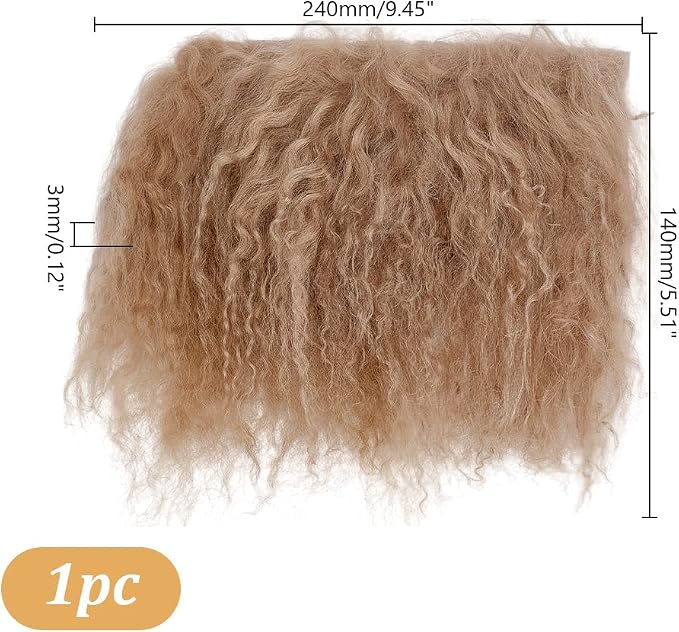 arricraft Camel Wool Doll Wig, Curly Hair, 5.5x9.45x0.12 Inch, DIY Doll Making - Image 2