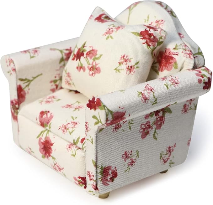 Dollhouse Couch with Pillow 1 12 Scale Miniature Sofa Arm Chair Living Room by Cuteminifulfillsallyourfantasiesabouttheminihomeinyourdreams
