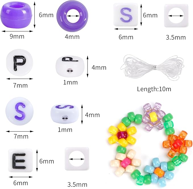 QUEFE Bracelet Making Kit 6 Boxes 120 Colors Pony Beads Kandi Beads Kit 4700pcs - Image 2