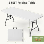 Folding Table 2 Pack, 5 FT Foldable Plastic Table - Image 3