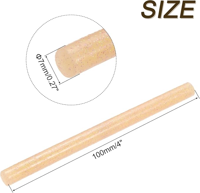 uxcell Mini Hot Glue Sticks for Glue Gun 7mm x 100mm Glitter Light Orange 12pcs - Image 2