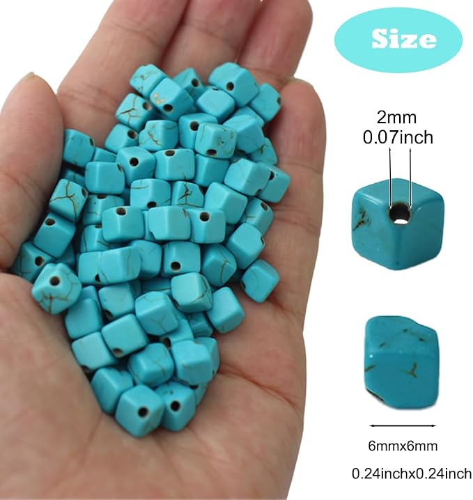6mm Turquoise Square Beads Bulk - Image 2