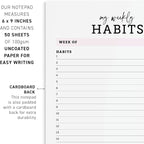 CARDAMONOLY Habit Tracker Notepad in Black and Light Pink- 50 Page Tear Off - Image 3