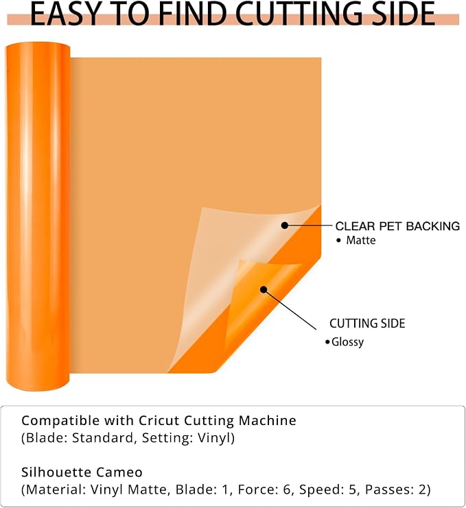 HTVRONT Orange Permanent Vinyl, Glossy Adhesive Vinyl Roll | - Image 5