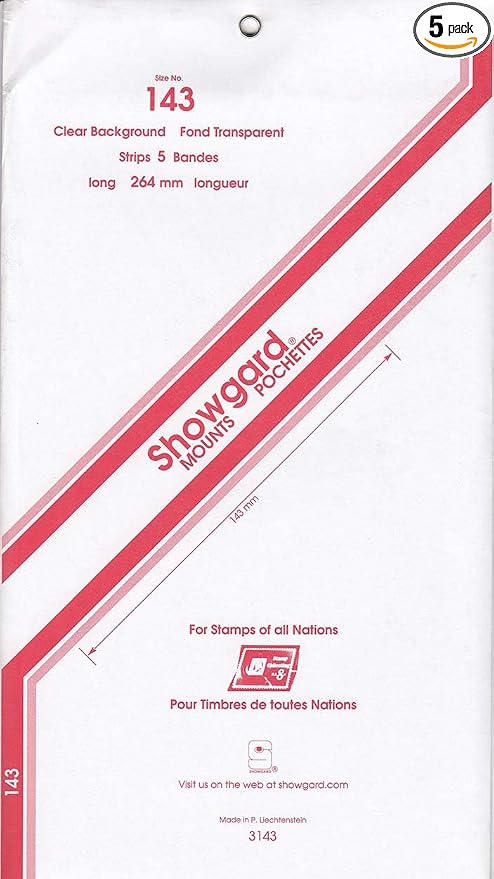 Strip Style Stamp Mounts Size 143 Clear by Showgard
