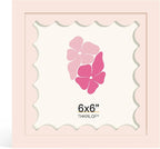 6x6 Picture Frame with Wavy Mat, Wooden Real Glass 6 x 6 Photo Frame by THKRLOF