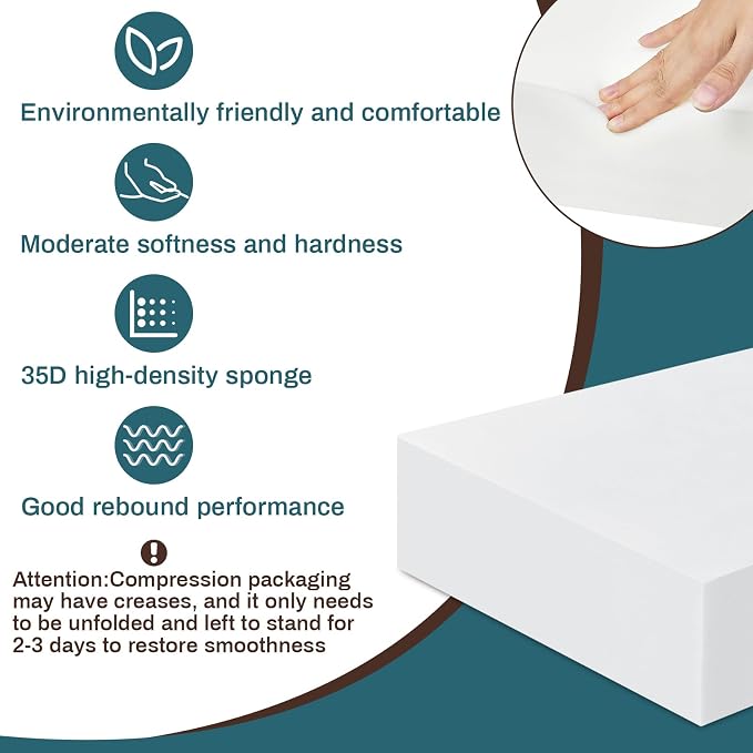 Frienda 1 Pack 7" x 24" x 27" Upholstery High Density Craft Foam Sheets - Image 3