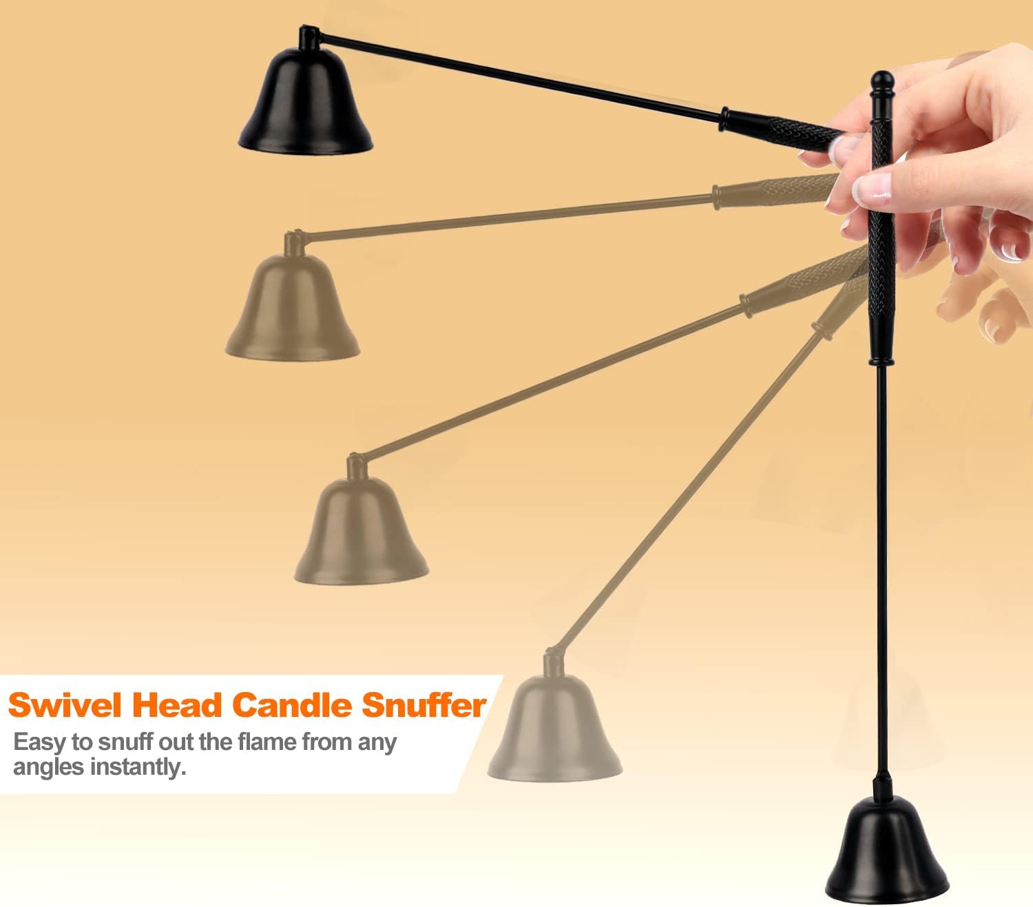 Candle Snuffer Black, Elegant Candle Extinguisher Snuffer Accessory with Long Handle for Putting Out Candle Flame Safely, GOSGOONE Premium Stainless Steel Candle Stopper Wick Snuffer for Candle Lovers