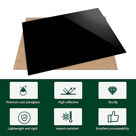 UU&FIL Black Acrylic Sheets 12" x 16", 2 Pack 1/8 Inch Thick Cast Plexiglass - Image 4