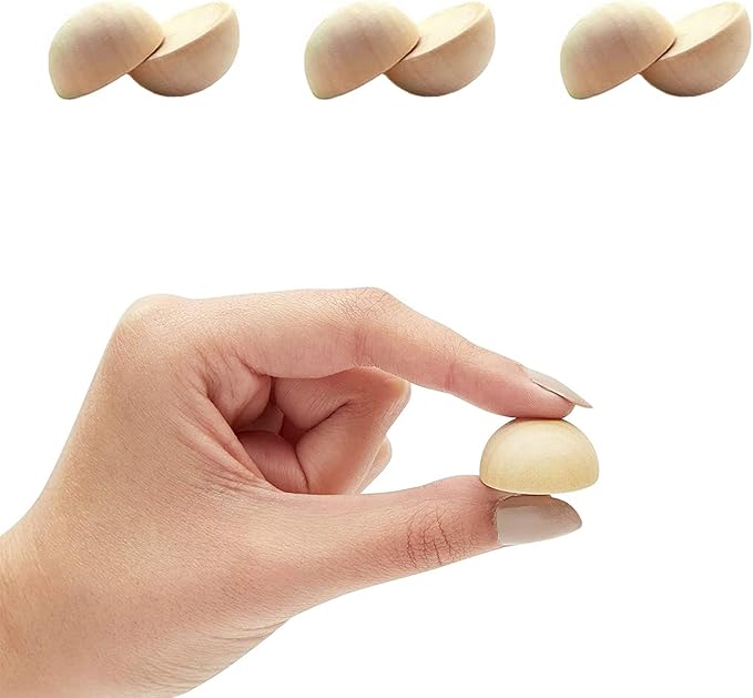 100pcs Half Wood Balls 1 Inch Diameter Unfinished Natural Mini Half Ball Split - Image 3