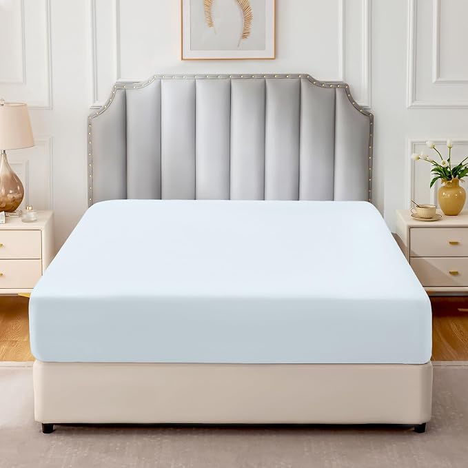 FreshCulture Pure Cotton Fitted Sheets Queen Size, 300 Thread Count Percale - Image 2