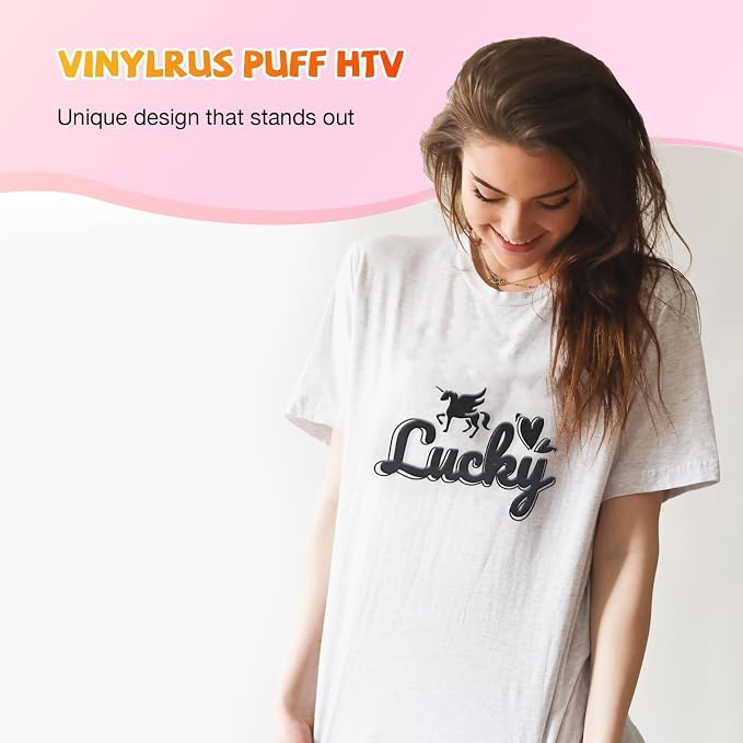 VinylRus Black Puff Vinyl Heat Transfer -12” x 6ft Puffy 3D Iron on Vinyl - Image 6