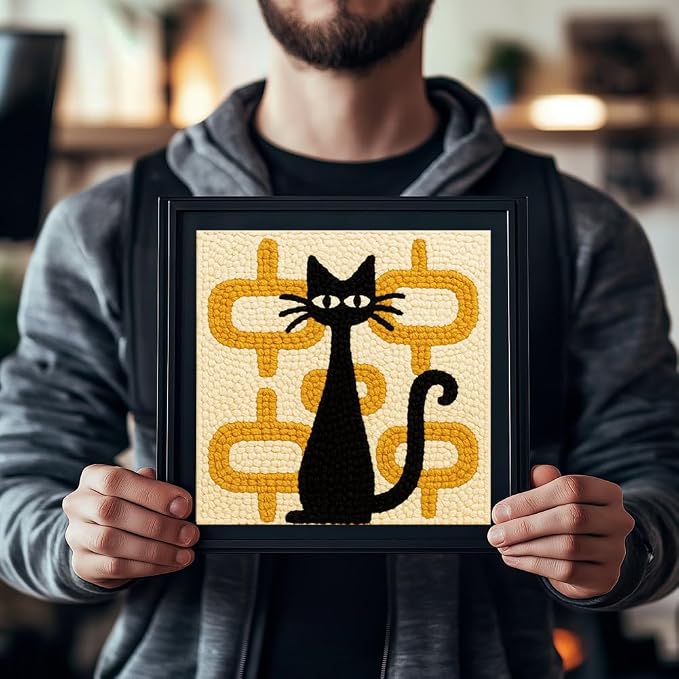 FREEBLOSS DIY Punch Needle Kit Abstract Cat Punch Needle Embroidery Wall - Image 6