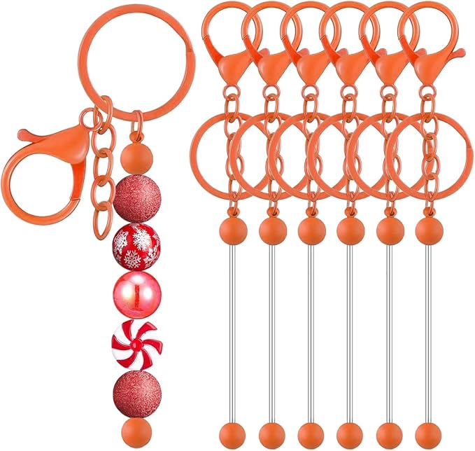 6Pcs Beadable Keychain Bars Blanks Bead Keychain Bar Metal Beaded Keychains by Sugiury