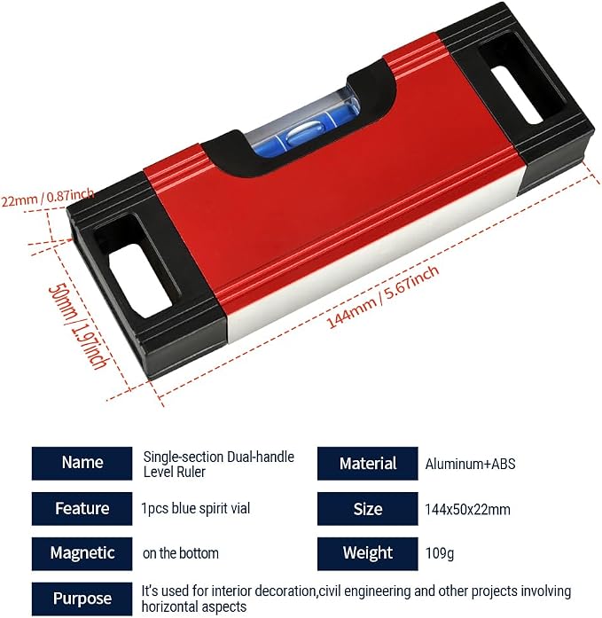 Pocket Spirit Level Ruler – Magnetic Base & Durable Aluminum Construction – - Image 3