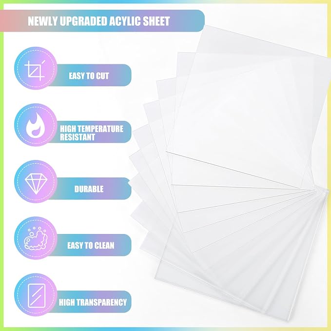 Pangda 100 Pcs 4'' x 4'' Clear Acrylic Sheets Squares Acetate Sheets - Image 4