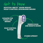 Scotch-Brite Odor Resist Soap Control Dishwand Brush, Non-Scratch Cleaning Brush - Image 3