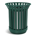 Round Heavy Duty Outdoor Trash Can, Large Metal Slatted Garbage Can for All Weather Resistant, Commercial Garbage Cans, Waste Receptacle in Park, Beach, Patio (Green, Large)