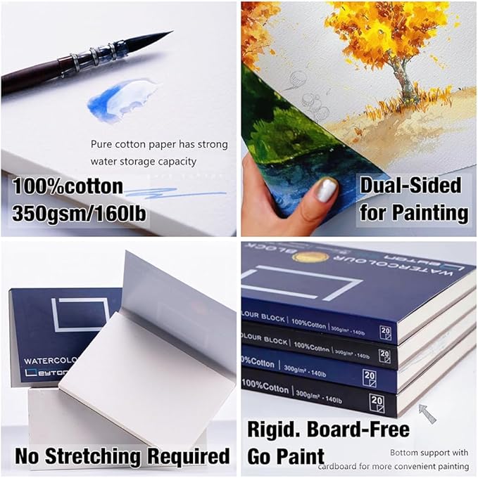 Non-Warping 100% Cotton Watercolor Paper Block - Image 5