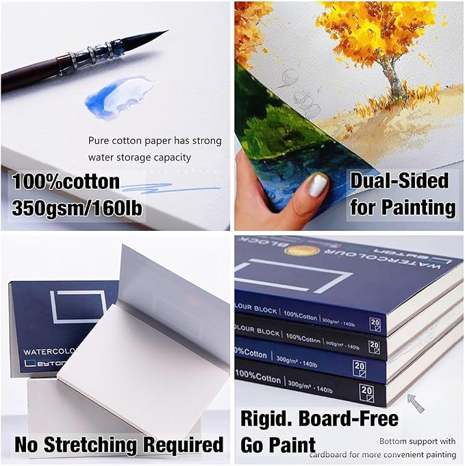 Non-Warping 100% Cotton Watercolor Paper Block - Image 5