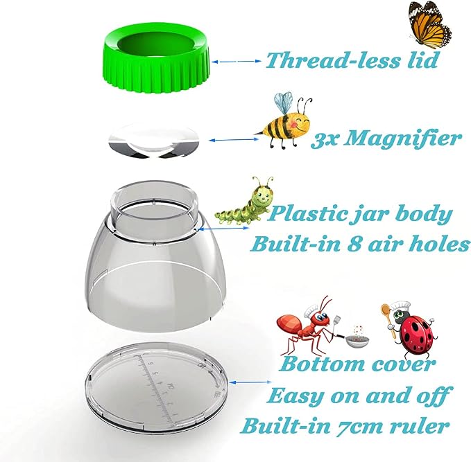 Bug Viewer for Kids 5X Magnifying Insect Observation Kit Built-in 7cm Ruler - Image 2