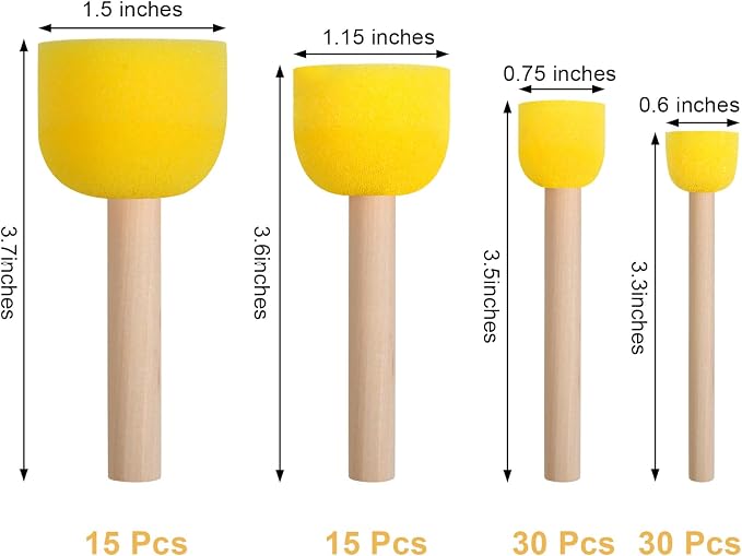 vivinin 90 Pcs Round Sponges Brush Set, Round Sponge Brushes - Image 2