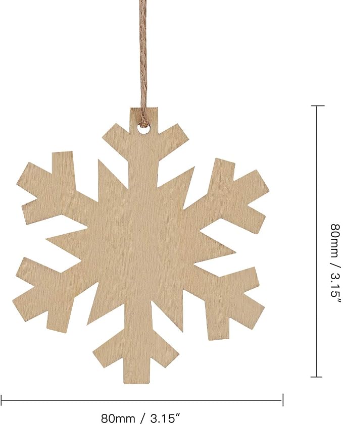 Unfinished Wooden Christmas Ornaments-Tmflexe 50-Pack Paintable Blank Xmas Tree - Image 3