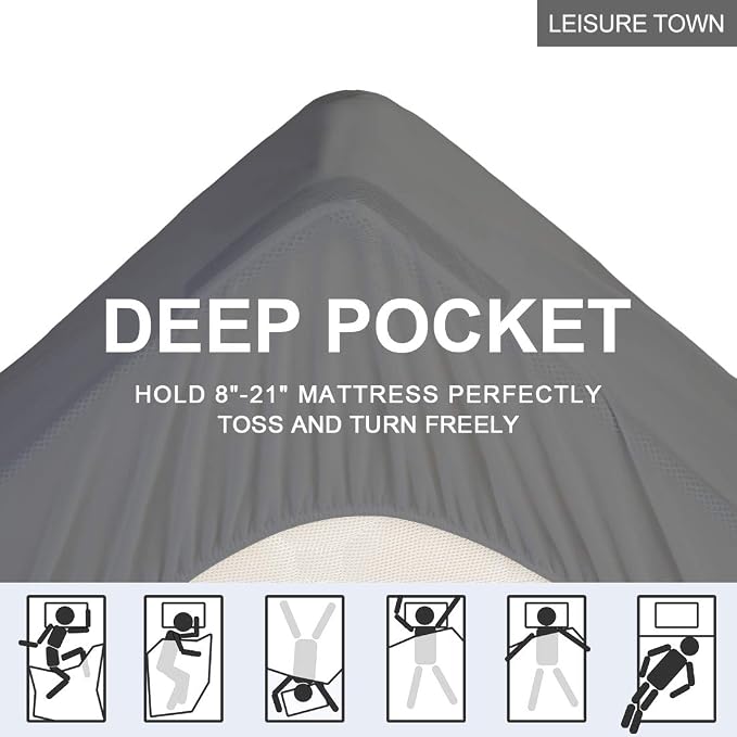 LEISURE TOWN Cotton Mattress Pad King Size Fitted Quilted Mattress Cover Pillow - Image 4