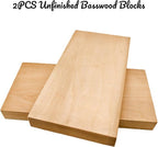 2PCS Unfinished Basswood Blocks - Image 2