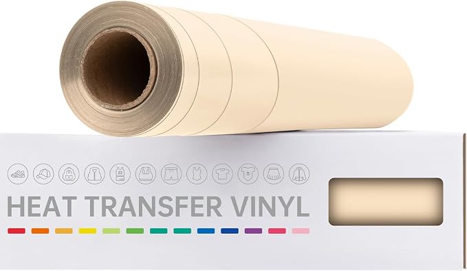 VinylRus Heat Transfer Vinyl-12” x 20ft Pale Peach Iron on Vinyl Roll by VinylRus