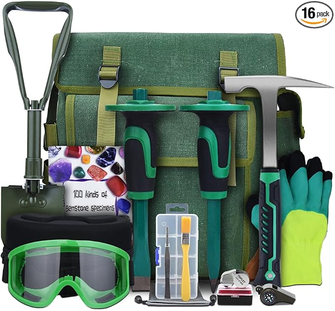 16-Piece Geological Rock Hammer Kit, Portable 32-ounce Hammer and Chisel by YTYLSJ