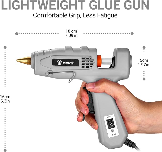Hot Glue Gun Full Size: DEKOPRO 60/100Watt Dual Temp Hot Glue Gun Kit - Image 2