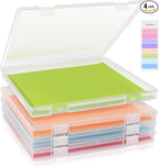 12x12 Inch Scrapbook Paper Storage, 4 Pack Plastic Paper Storage Box by FAAYUCK