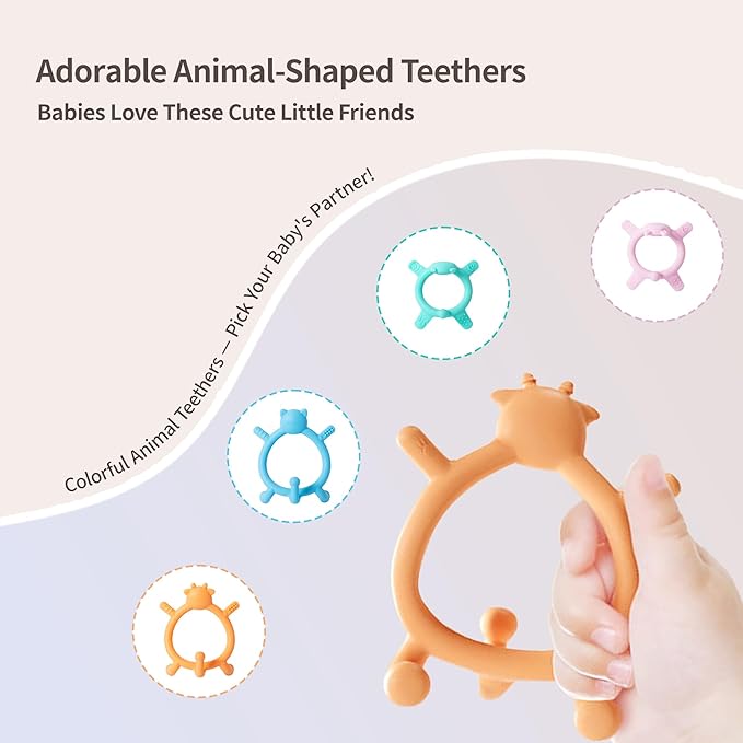 Pigeon Silicone Baby Teether – Multi-Textured Teething Relief Toys, Lightweight & Easy to Grasp, 3+ Months (Pink Rabbit, 1 Count)