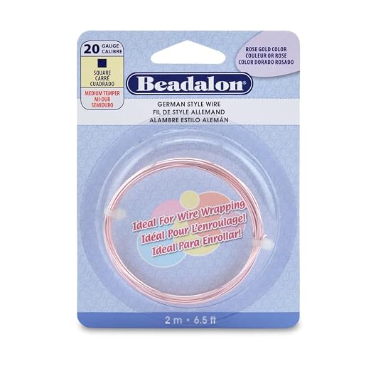 Beadalon German Style Wrapping Wire, Rose Gold Color, 20 Gauge, 2 m / 6.5 ft by Beadalon