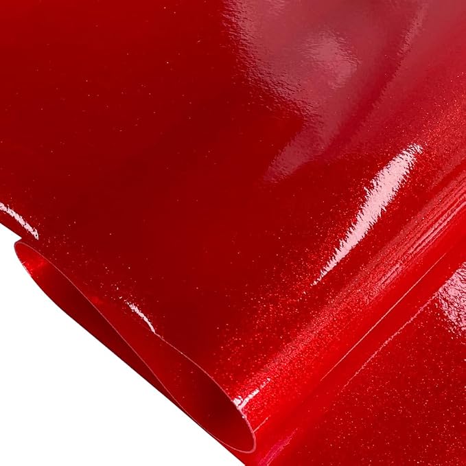 ONEART | Red Transparent Glitter Vinyl Roll, 0.7 mm Solid Clear PVC Jelly Vinyl - Image 3