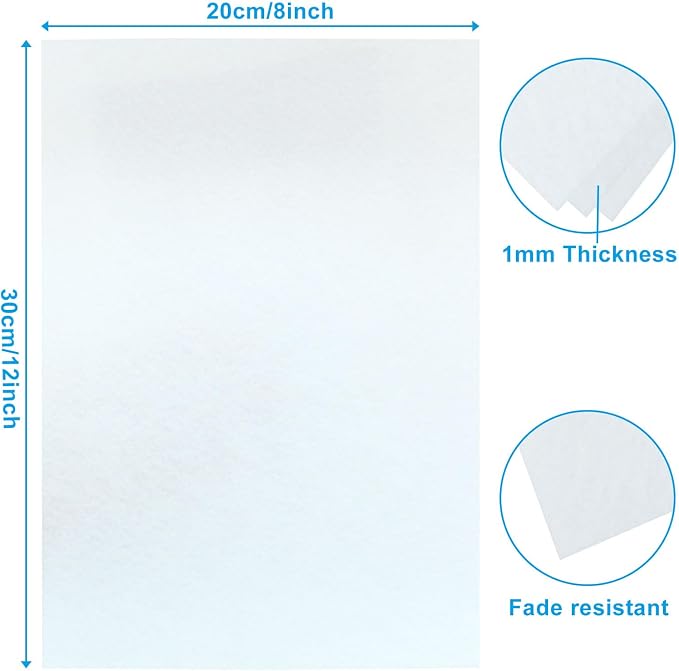 12 Pcs White Felt Sheets, 8 x 12 Inch, 1mm Thick | Felt Fabric - Image 3