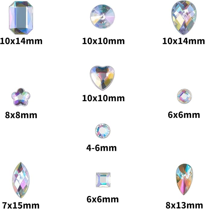 1200 Pcs AB Rhinestones for Bedazzling, Rainbow Effect Craft Gems for Crafting - Image 2