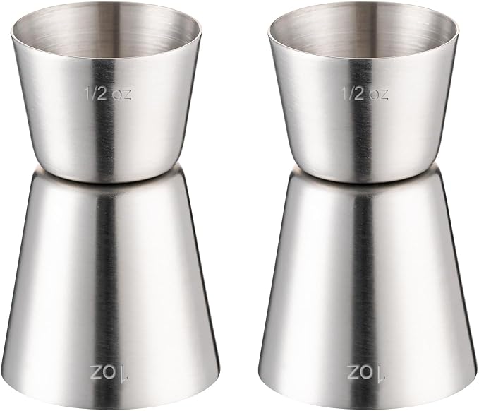 Briout Jigger for Bartending, Flat Edge Silver by Briout
