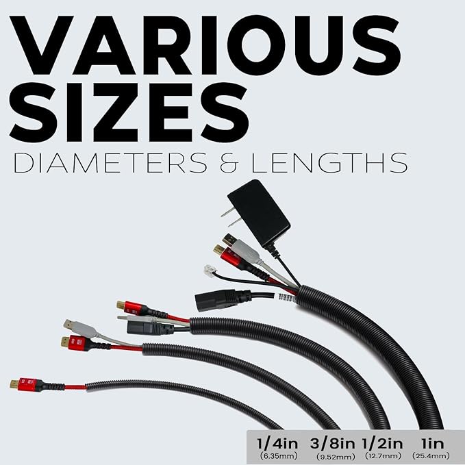BEST CONNECTIONS 3-Pack 1/4", 1/2" x 20 ft Each Assorted Split Wire Loom - Image 7