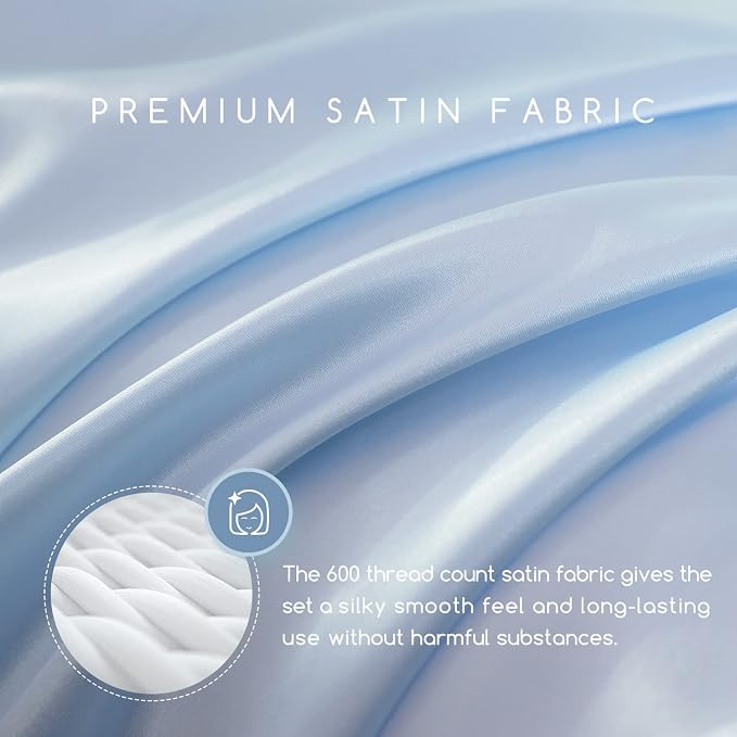 MR&HM Satin Bed Sheets, King Size Sheets Set - Image 2