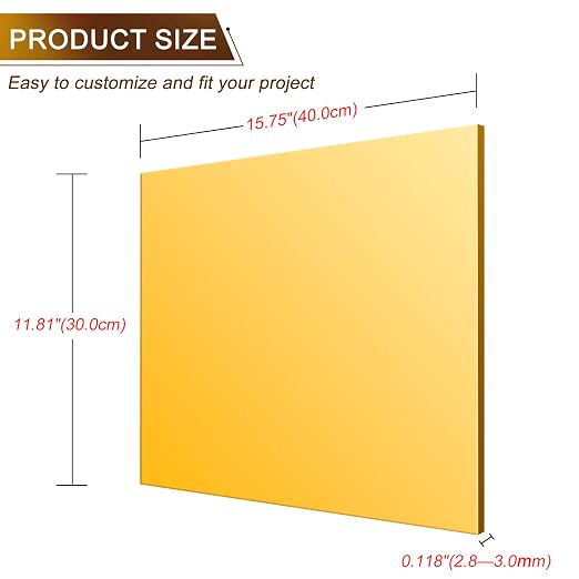 Gold Acrylic Sheets Plastic Wall Mirrors, ALCCIFI 11.8" x 15.7" x 1/8" - Image 4