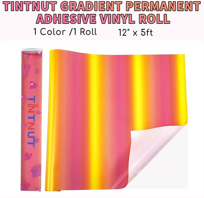 Tintnut Gradient Permanent Vinyl Roll 12in x 5ft Sunset Adhesive Vinyl | Ombre - Image 2