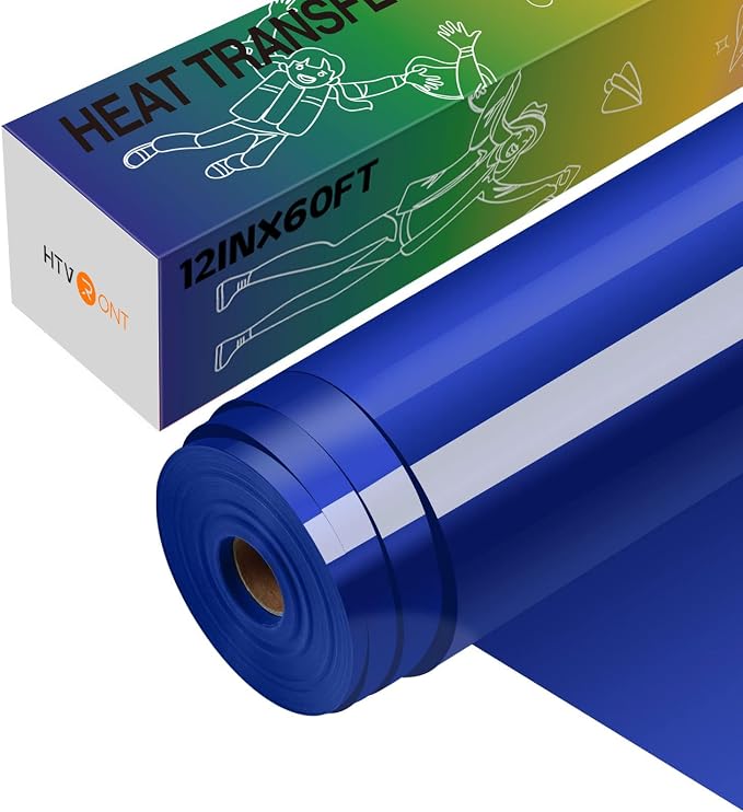 HTVRONT Heat Transfer Vinyl Blue Iron on Vinyl, 12 x 60FT | Blue HTV Vinyl Roll by HTVRONT