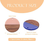 FASHEWELRY 18Pcs Flat Round Wood Resin Earrings Charms 28.5mm Mixed Color Round - Image 6